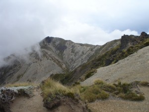 The last ascent towards North Kaweka, as the weather closes in