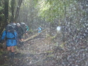 Making our way down on Sunday through the mud