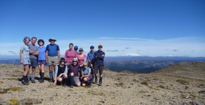 The group photo, with Central Plateau mountains in the background