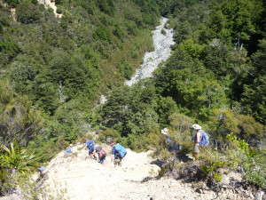 Dropping down to the stream from Kaweka Flats
