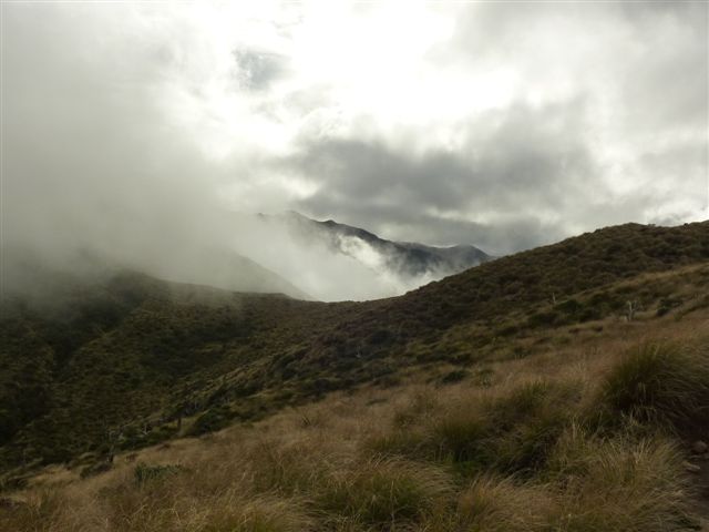 The Ruahine tops in swirling cloud